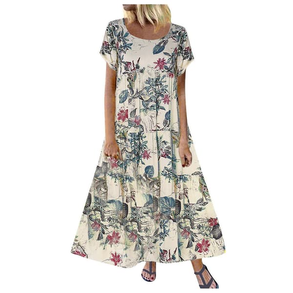 Maxiklänningar med blommönster för kvinnor Orange 4XL