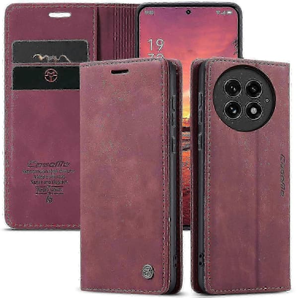 Plånboksfodral för Oneplus 13 Caseme 013-serien PU Läder Telefonskal Ställ - Kaffe Red