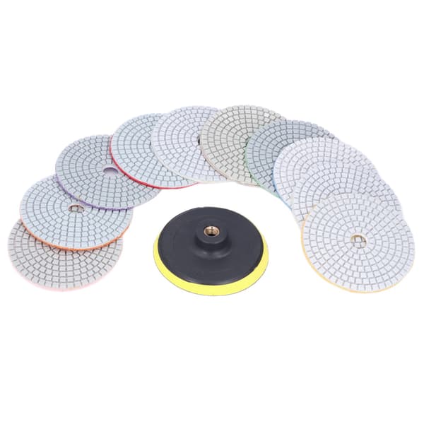 11 stk. diamantpoleringsputer, slipeskive med bakplate for stein, fliser og keramikk