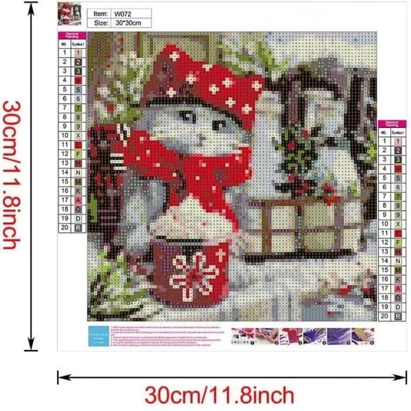 5D Diamantmaleri Sæt, Fuld Rhinestone Kat Jul Snefyldt, 30x30cm Lærred