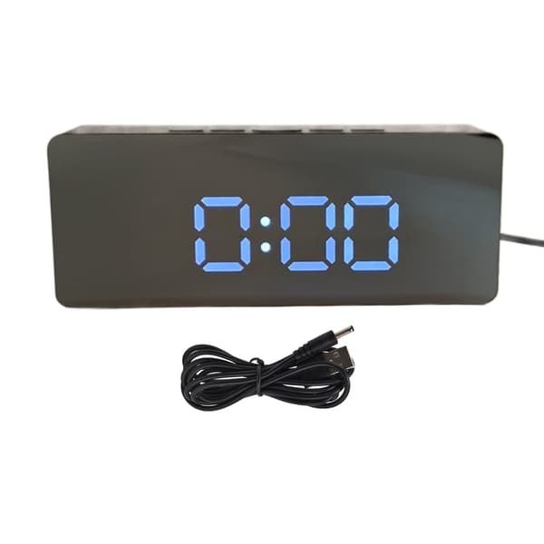 LED digital vekkerklokke, USB-drevet, 3 lysmoduser, slumrefunksjon, Celsius/Fahrenheit, svart