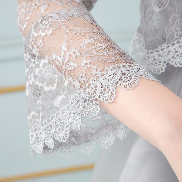Bröllopsklänning i spets med bolero-överdel GREY