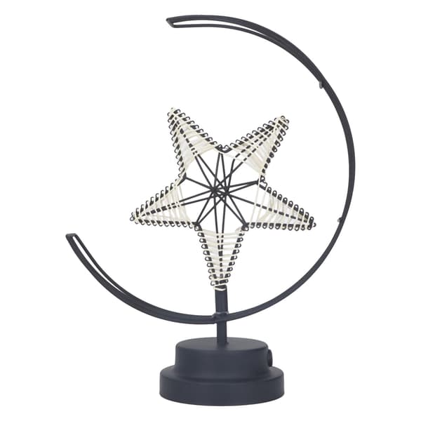 Jernkunst Stjerne LED Bordlampe, Viklet Bomullstråd, Romantisk Nattbord, USB-strøm