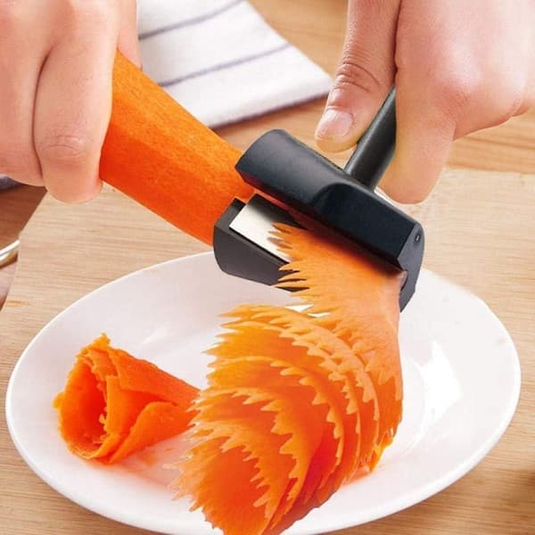 Gulrotkrøller og skreller, svart spiralgulrotkutter, rotkutter, grønnsaks- og fruktkutter