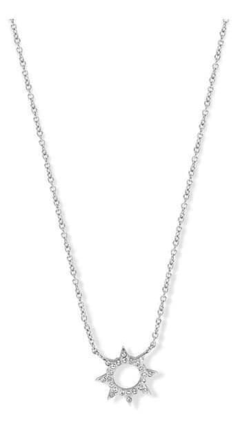 Silverhalsband med vit sten, rostfritt stål, 45 cm