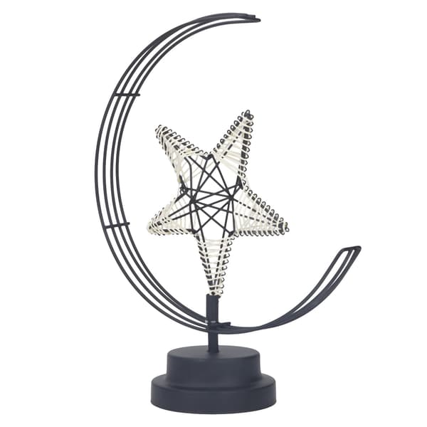 Jernkunst Stjerne LED Bordlampe, Viklet Bomullstråd, Romantisk Nattbord, USB-strøm
