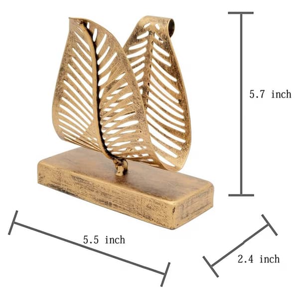 Fritstående servietholder med bladdesign, bronze, jern, 5-pak, bordplade papirhåndklædedispenser