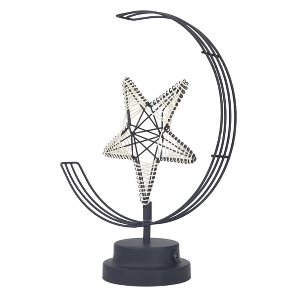 Jernkunst Stjerne LED Bordlampe, Viklet Bomullstråd, Romantisk Nattbord, USB-strøm