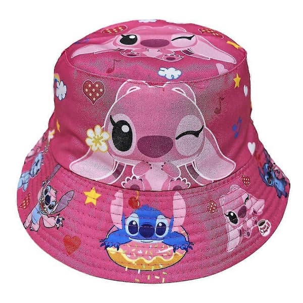 Søt Stitch Reversibel Bøttehatt Barn Gutter Jenter Fiskerhatt Lue Solhatt D