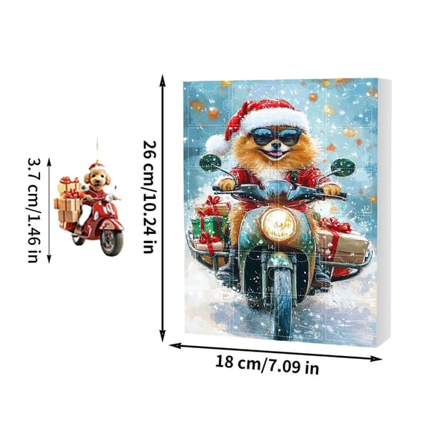 Julkalender 24 dagar, 2D akrylornament för hundälskare, juldekoration