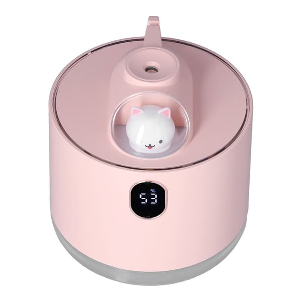 500 ml USB-luftfukter, romskip nattlys, stor kapasitet, bil- og hjemmebruk, rosa