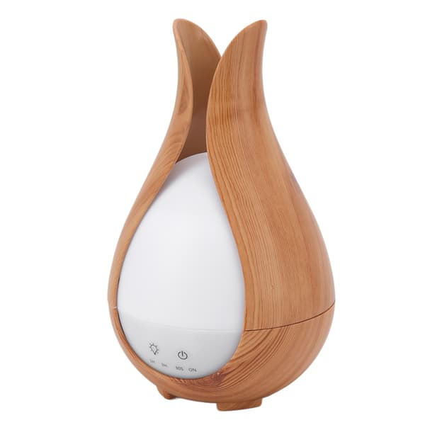 200 ml luftfugter med trækorn, 8W, lydløs aromaterapi-diffuser med 7 LED-lys, automatisk slukning, UK-stik