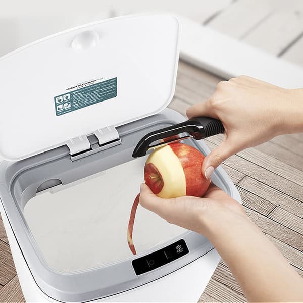 Smart søppelbøtte 16L infrarød sensor, automatisk berøringsfri med nattlys, lydløs, hvit