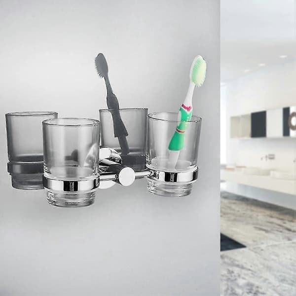 Dubbel glashållare för tandborste vägg i rostfritt stål 304 Aquaforge