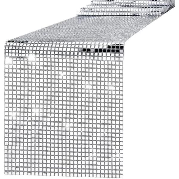 3 stk. skinnende sølvpaljetter bordløper, diskotema, bursdagsbryllupsdekor, 30x120cm