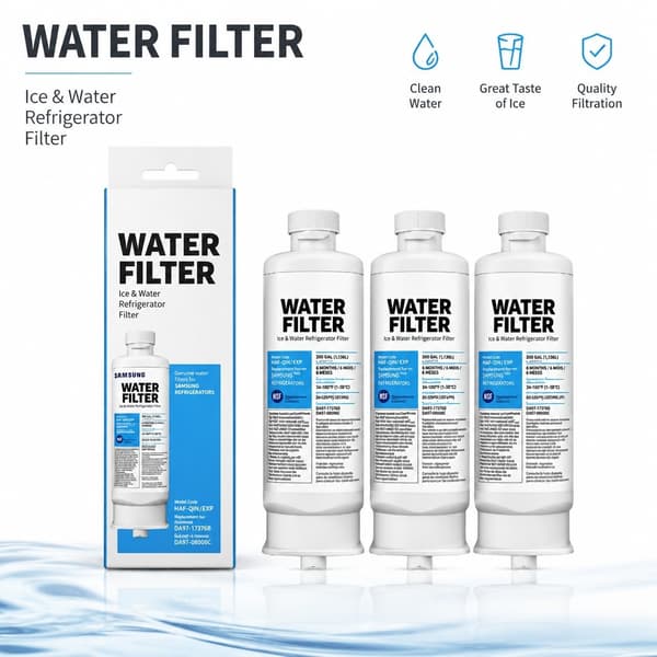 Kylskåpsvattenfilter kompatibelt med Samsung DA97-17376B, DA97-08006C, kokosnötskol, vit White (4-pack)