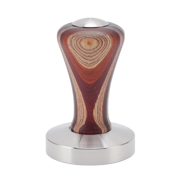 58 mm kaffetamper, trehåndtak, rustfri stålbunn, fargerik flat pulverhammer