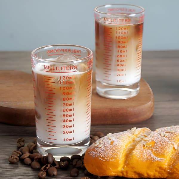 Glasmålebæger 4oz/120ml, Rød, Tungt Espresso Shotglas, Væske, Letlæseligt