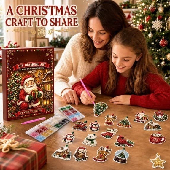 Jul 24-dagars nedräkning adventskalender akryl DIY diamantmålning prydnad B
