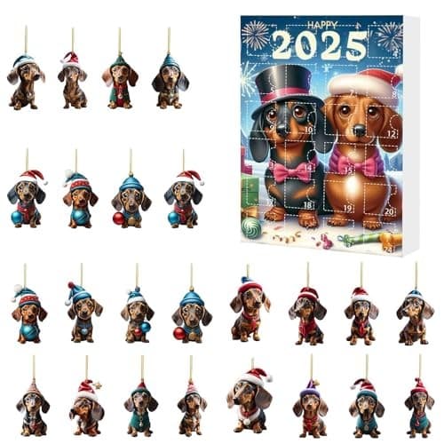 Dachshund julekalender, stil C, akryl nedtellingdekorasjon for hjemmet
