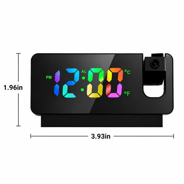 Digital RGB-projektionsväckarklocka, 180° roterbar projektor, LED-klocka för sovrumstak