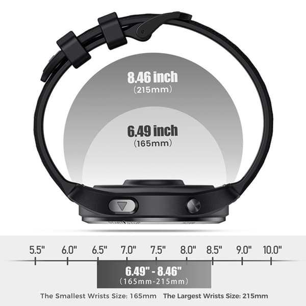 Silikoneurrem til Garmin, 22mm, Sort+Grå, Åndbar, Justerbar