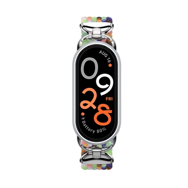 Elastiskt nylonband för Xiaomi Mi Band 9, flätad ögla, justerbar, bekväm passform