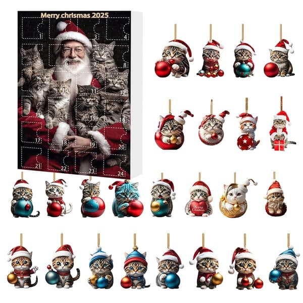 Kattpynt Julekalender, 24-dagers nedtelling, Akryl, Modell D