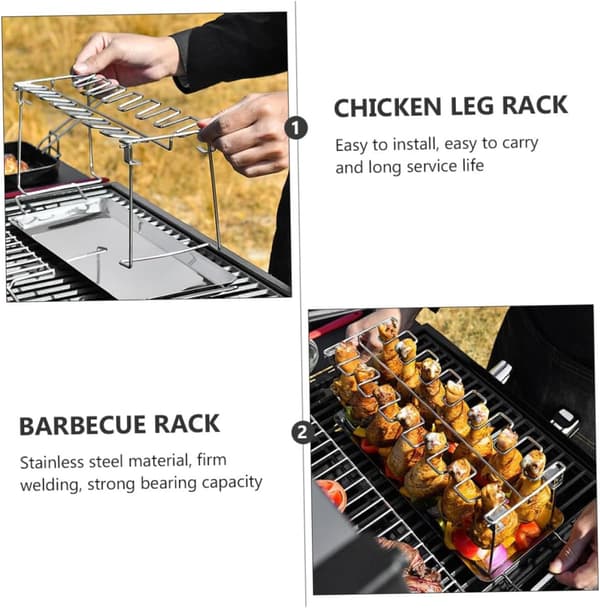 Stekställ för kycklinglår i rostfritt stål, hopfällbart för grill och utomhusmatlagning