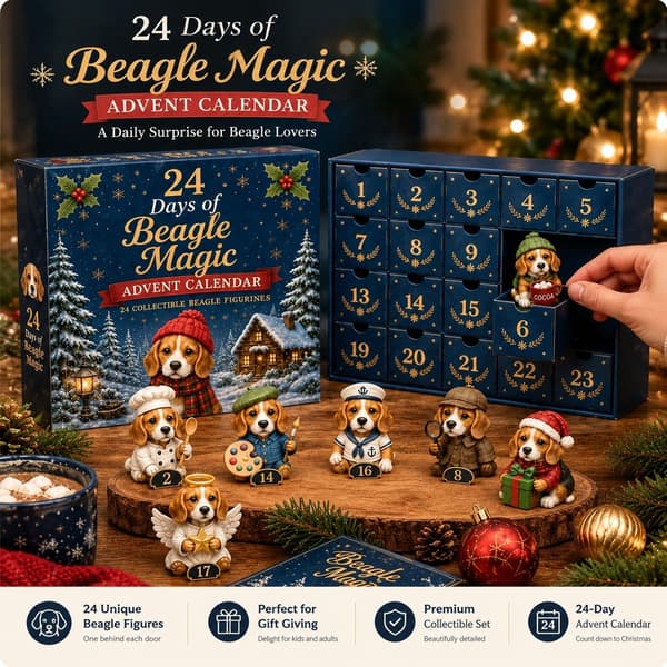 Beagle Magic Julkalender 2026, 24-dagars blind box, PVC-figur, 28x22x3,5 cm Acrylic Flat 28x22x3.5cm