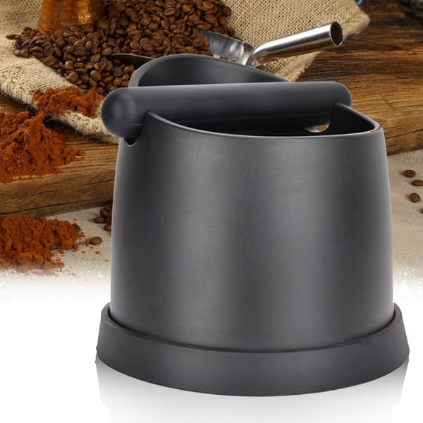 Stor kaffeboks i plast, beholder for espressogruter, svart