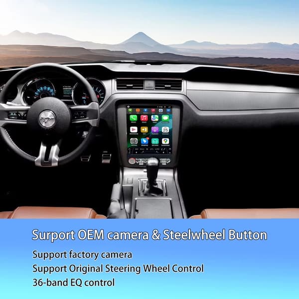 Bilstereo for Ford Mustang 2010-2014, Android 14, Trådløs CarPlay, GPS-navigasjon, Vertikal skjerm