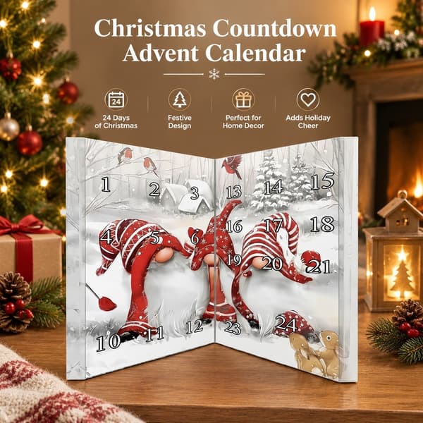 24-dagers julekalender med nissepynt, dekorasjon til peishylle og bord B