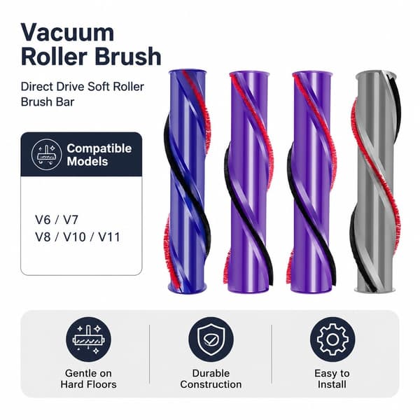 Støvsugerbørsterulle kompatibel med Dyson V6/V7/V8/V10/V11, elektrisk gulvbørste