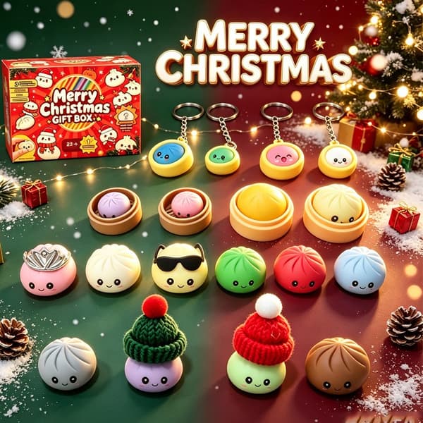 Dumpling Squishy Stressavlastningsleke, Blindboks, Sakte Rebound, 24 Boller 330g, Bolle Klype Moro