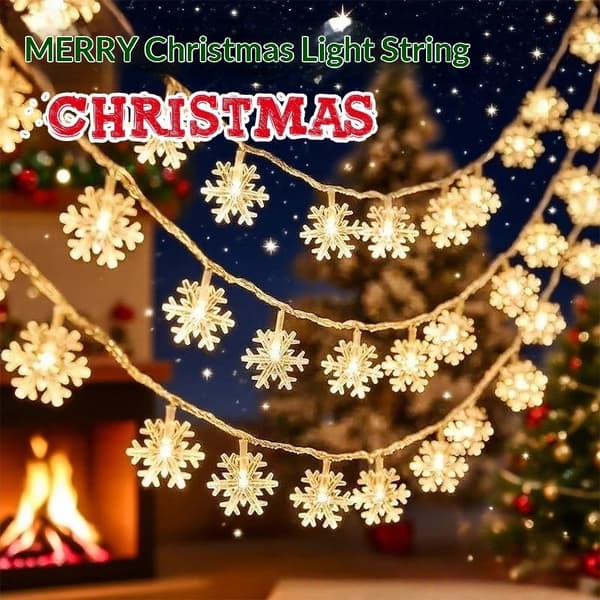 LED Snefnug Gardinlys Batteriboks, Jule Sne Lys til Juletræ Hjem Indretning white-3 m 20 lamp battery
