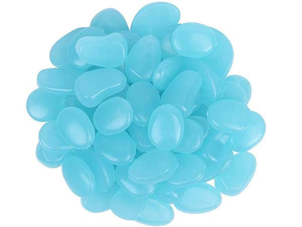 Självlysande stenar, blå, 100-pack, lysande trädgårdsstenar för utomhusdekoration