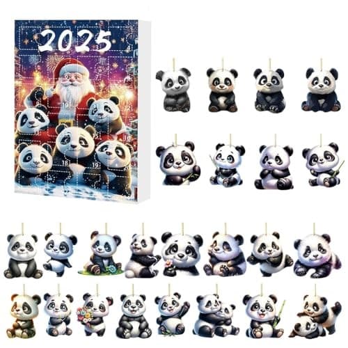 24-dagars Panda Berlock Adventskalender 2025, 2D Akryl Julnedräkning, Stil B