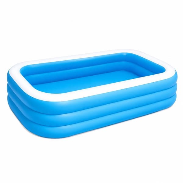 Oppustelig pool, blå, 185x130x50cm, rektangulær PVC børnepool til børn, udendørs sommer sjov
