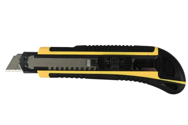 Brytbladskniv 18 mm med automatiskt bladbyte, 3 blad, infällbar skärare