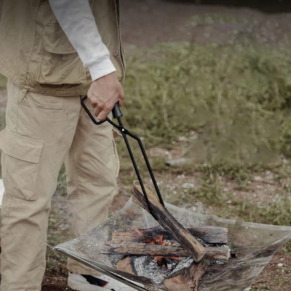 Træ- og jernkulstang til udendørs grill, camping og madlavning