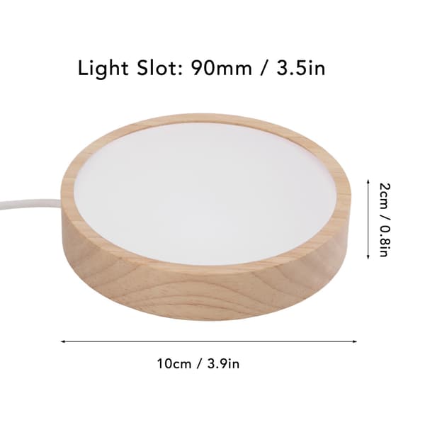 RGB Rund Træ LED Display Base, Belyst Stand til Akryl Glas Harpiks Kunst