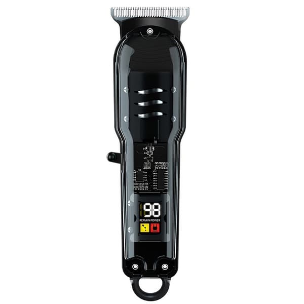 Hiusleikkuri LED-näytöllä, johdoton 60 min, 500 mAh, terästerä, USB-lataus, musta Black