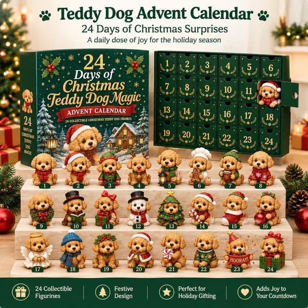 Teddyhund Adventskalender, Tecknad Figur Jul Blind Box, PVC Samlarpresentpaket