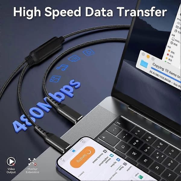 2-i-1 USB C til USB C-kabel PD 100W Maks hurtigladekabel for iPhone-serien MacBook datakabel