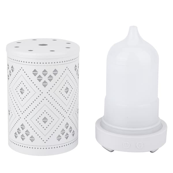 Bordplade hul jern luftfugter, aroma diffuser med farverigt natlys, hvid