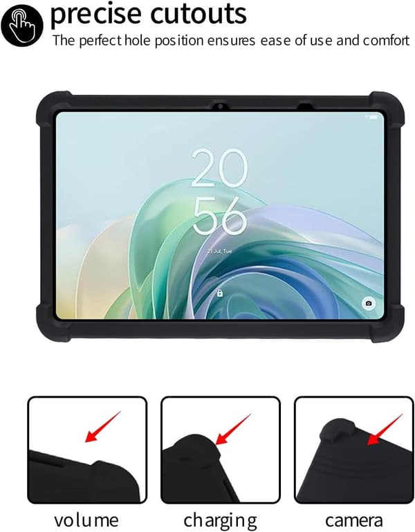 För TCL TAB 11 Gen2 11\" surfplattefodral, mjukt silikon stötsäkert stativskydd med justerbart stöd, barnvänligt, svart