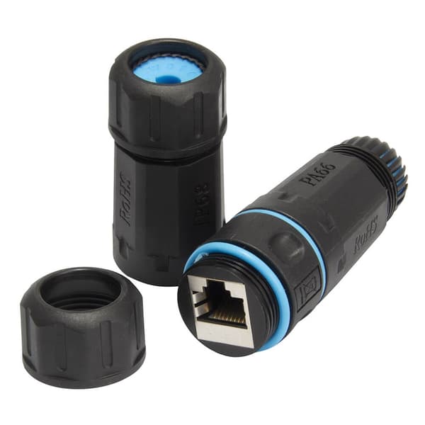 Vedenpitävä CAT6-adapteri, IP68, RJ45-liitin, PA66, ulkokäyttöön