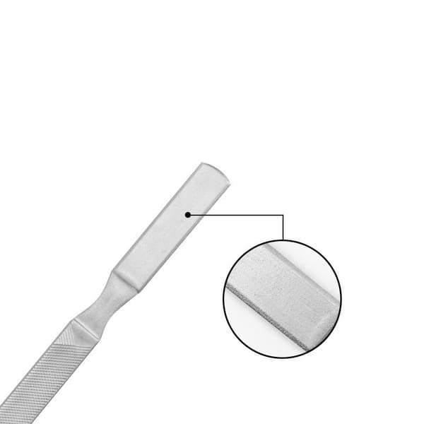 Nagelfil i rostfritt stål 18 cm, 4-sidig professionell, silver, fin korn för formning, utjämning, polering