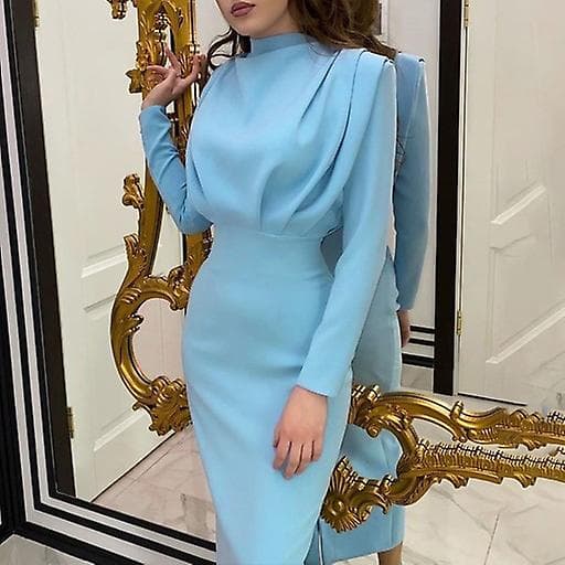 Elegant langermet body for damer BLUE L